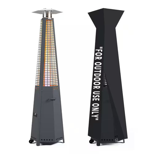 48,000 BTU Stainless Steel Pyramid Propane Patio Heater with Wheels and Cover