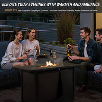 9-Piece Outdoor Patio Furniture Set with Fire Pit Table,Swivel Chairs and 6" Thick Cushions,Sectional Sofa and Ottomans,Patio Conversation Set for Porch Deck Garden Backyard