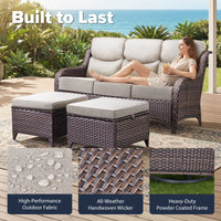 9-Piece Outdoor Patio Furniture Set with Fire Pit Table,Swivel Chairs and 6" Thick Cushions,Sectional Sofa and Ottomans,Patio Conversation Set for Porch Deck Garden Backyard