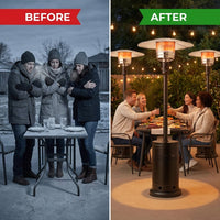(3 Pack)  48,000 BTU Freestanding Metal Propane Patio Heater, Black — Before & After