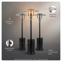 (3 Pack)  48,000 BTU Freestanding Metal Propane Patio Heater, Black — infographic