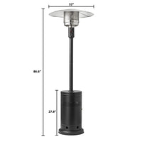Propane Patio Heater Built for Commercial Use, 48,000 BTU Output, 200 Sq Ft Coverage, Anti-Tilt Safety