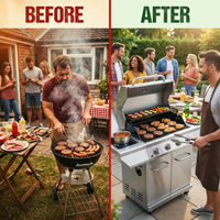4 Burner Propane Gas Outdoor Grill with Side Burner Stainless Steel BBQ Grill — Before & After