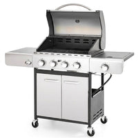 4 Burner Propane Gas Outdoor Grill with Side Burner Stainless Steel BBQ Grill — Studio Shot