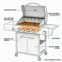 4 Burner Propane Gas Outdoor Grill with Side Burner Stainless Steel BBQ Grill — How It Works