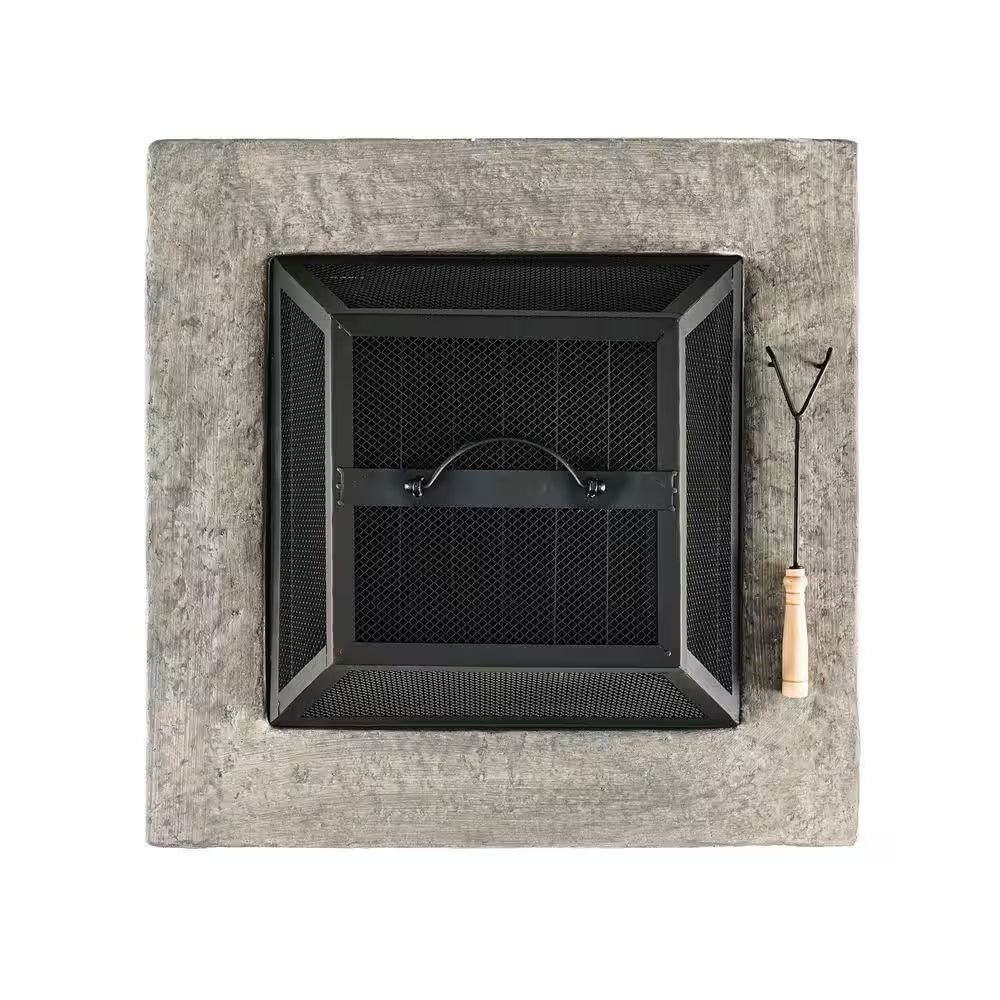 29 In, Stone Gray Square Wood Outdoor Fire Pit