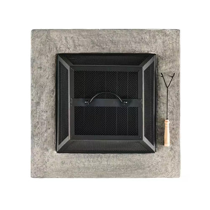 29 In, Stone Gray Square Wood Outdoor Fire Pit