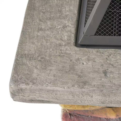29 In, Stone Gray Square Wood Outdoor Fire Pit