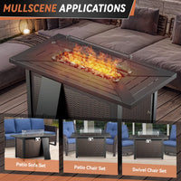 9-Piece Outdoor Patio Furniture Set with Fire Pit Table,Swivel Chairs and 6" Thick Cushions,Sectional Sofa and Ottomans,Patio Conversation Set for Porch Deck Garden Backyard