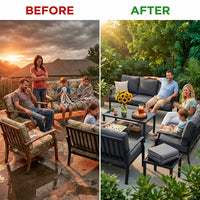 Aluminum Patio Furniture Set, 7 Piece Metal Outdoor Set, Patio Furniture Set with Waterproof Covers for Backyard Garden（Grey） — Before & After