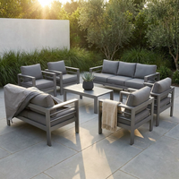Aluminum Patio Furniture Set, 7 Piece Metal Outdoor Set, Patio Furniture Set with Waterproof Covers for Backyard Garden（Grey） — Studio Shot