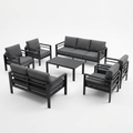 Aluminum Patio Furniture Set Built for All Weather, 7 Piece Metal Outdoor Set, Waterproof Covers, Grey