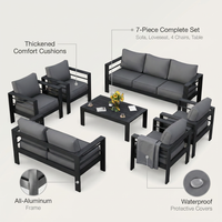 Aluminum Patio Furniture Set, 7 Piece Metal Outdoor Set, Patio Furniture Set with Waterproof Covers for Backyard Garden（Grey） — infographic