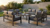 Aluminum Patio Furniture Set, 7 Piece Metal Outdoor Set, Patio Furniture Set with Waterproof Covers for Backyard Garden（Grey） — Lifestyle