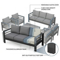 Aluminum Patio Furniture Set, 7 Piece Metal Outdoor Set, Patio Furniture Set with Waterproof Covers for Backyard Garden（Grey） — How It Works