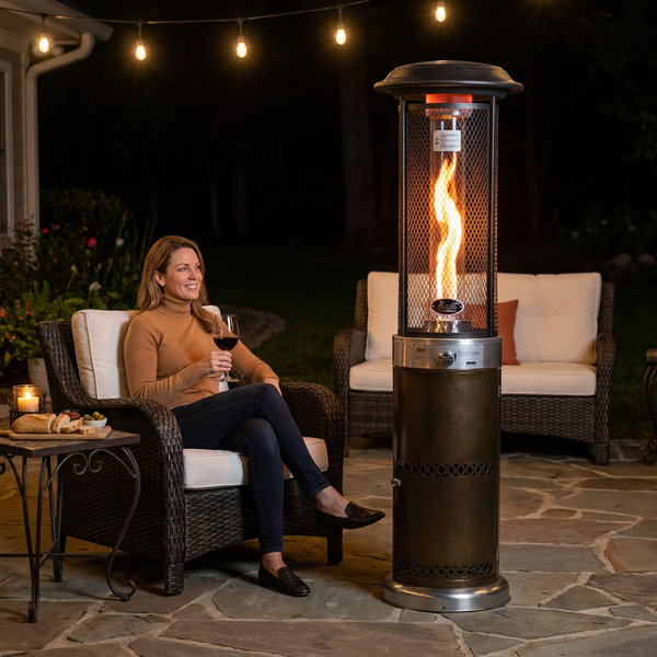 Propane Patio Heater Built for Year-Round Outdoor Comfort, Commercial Grade Gas, Spiral Steel Emitter