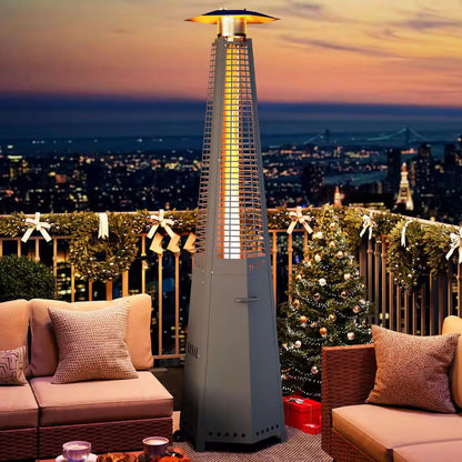 48,000 BTU Stainless Steel Pyramid Propane Patio Heater with Wheels and Cover