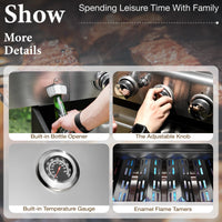 4 Burner Propane Gas Outdoor Grill with Side Burner Stainless Steel BBQ Grill