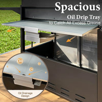 4 Burner Propane Gas Outdoor Grill with Side Burner Stainless Steel BBQ Grill