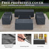 Aluminum Patio Furniture Set, 7 Piece Metal Outdoor Set, Patio Furniture Set with Waterproof Covers for Backyard Garden（Grey）